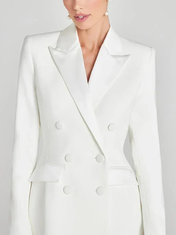 Ivano Milano™ | Blazer Bianco Doppiopetto in Raso