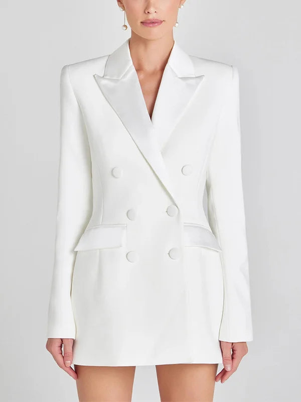 Ivano Milano™ | Blazer Bianco Doppiopetto in Raso