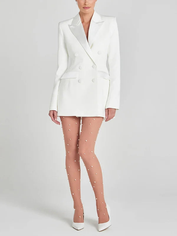 Ivano Milano™ | Blazer Bianco Doppiopetto in Raso