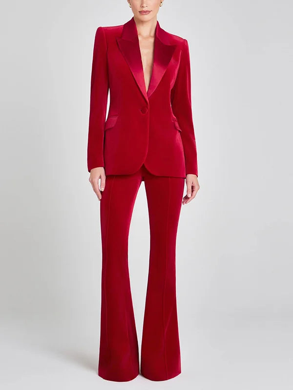 Ivano Milano™ | Blazer in Velluto Rosso con Revers a Picco