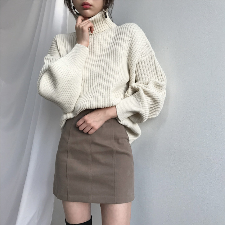 Lyse Paris – Pull Luxe à Col Roulé et Manches Ballon