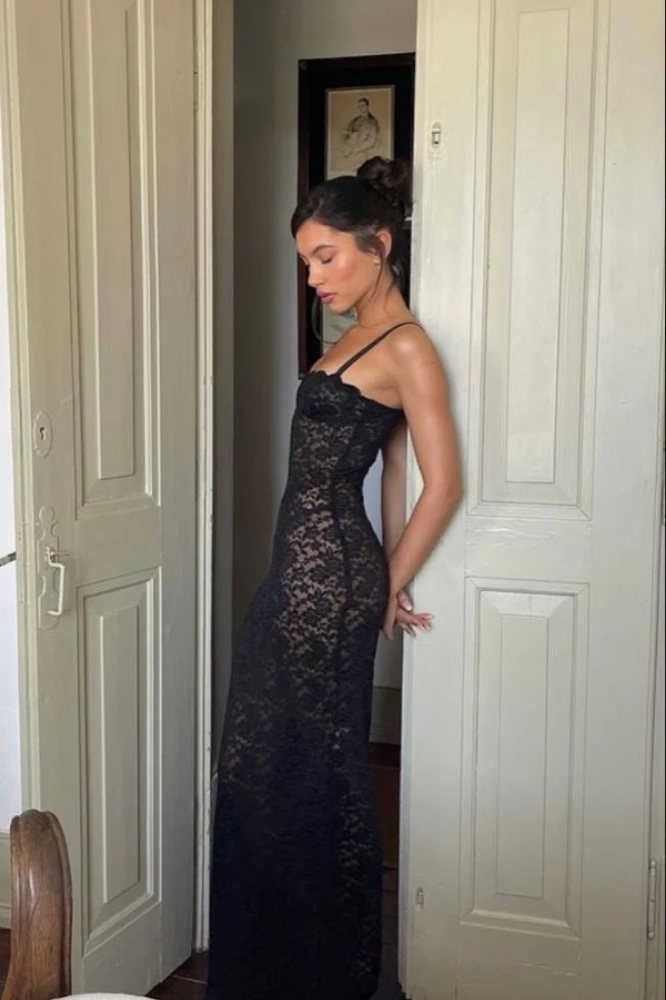 Lyse Paris – Robe Longue en Dentelle Noire Bérangère