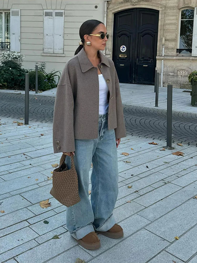 Lyse Paris – Veste Oversized Femme en Mélange de Laine Classique et Chaude