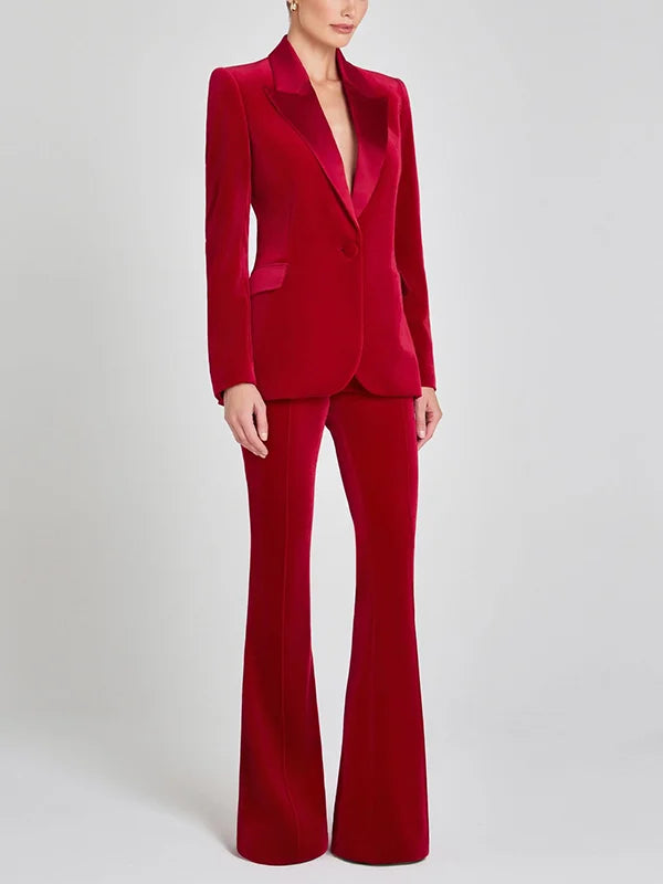 Ivano Milano™ | Blazer in Velluto Rosso con Revers a Picco