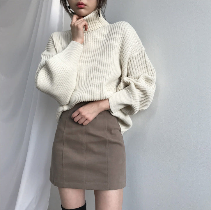 Lyse Paris – Pull Luxe à Col Roulé et Manches Ballon