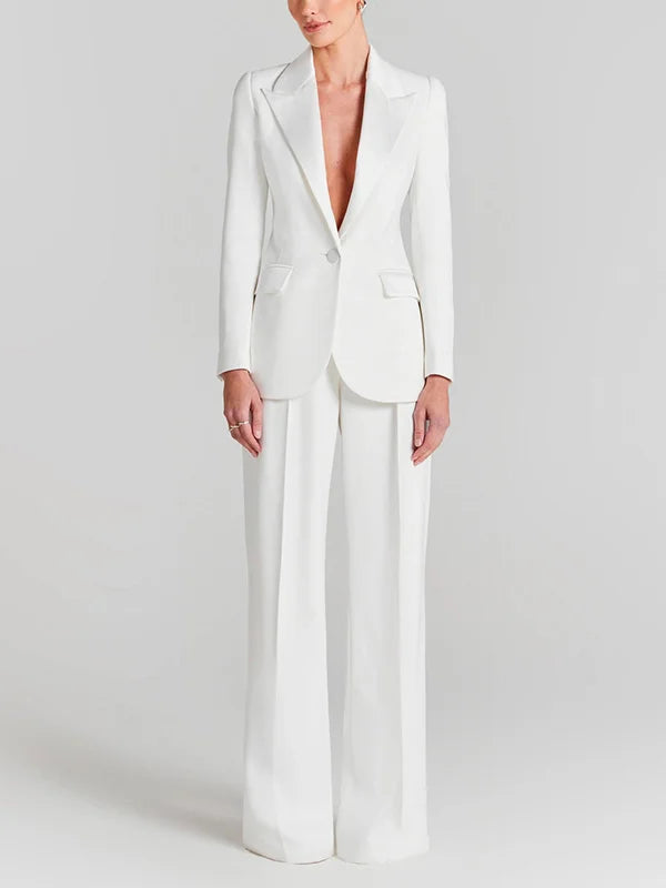 Lyse Paris - Blazer Bianco a Un Bottone con Collo Pieghettato