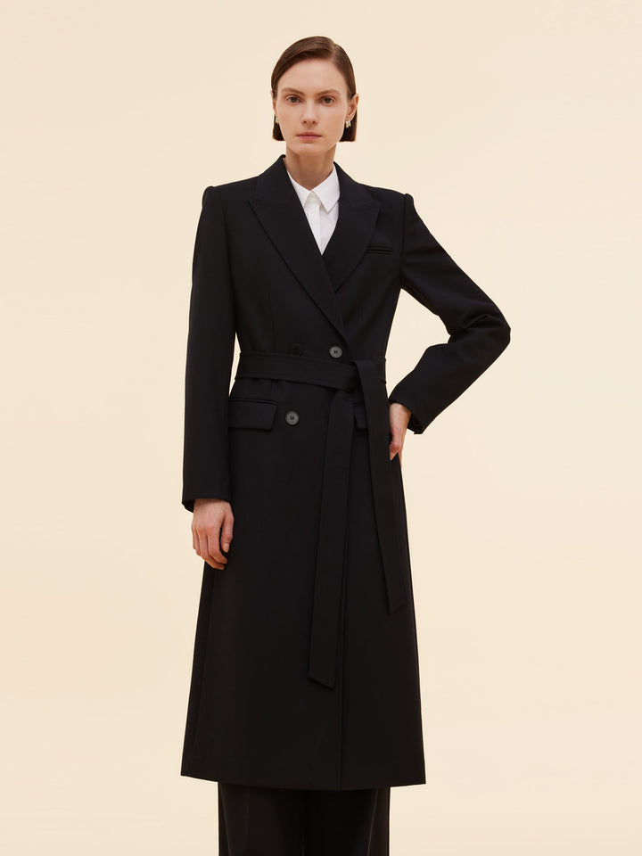 Lyse Paris – Trench à Col Tailleur en Laine Mélangée