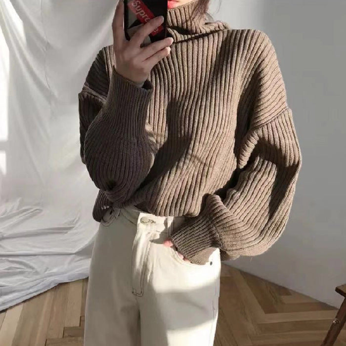 Ivano Milano™ | Pullover di lusso con colletto alto e maniche a palloncino