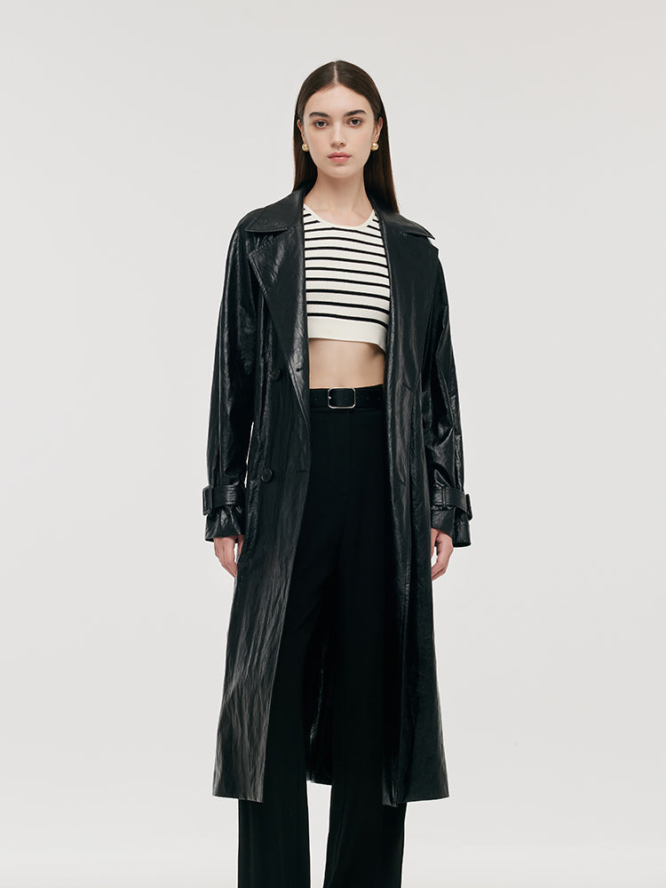 Lyse Paris – Trench Long en Cuir Synthétique