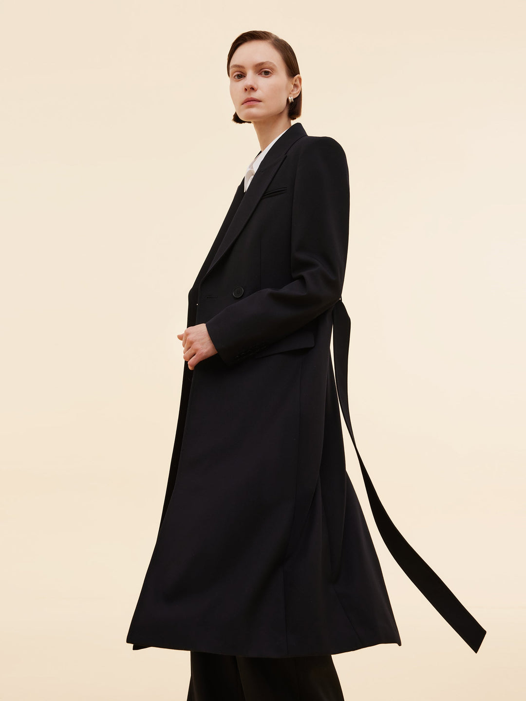 Lyse Paris – Trench à Col Tailleur en Laine Mélangée