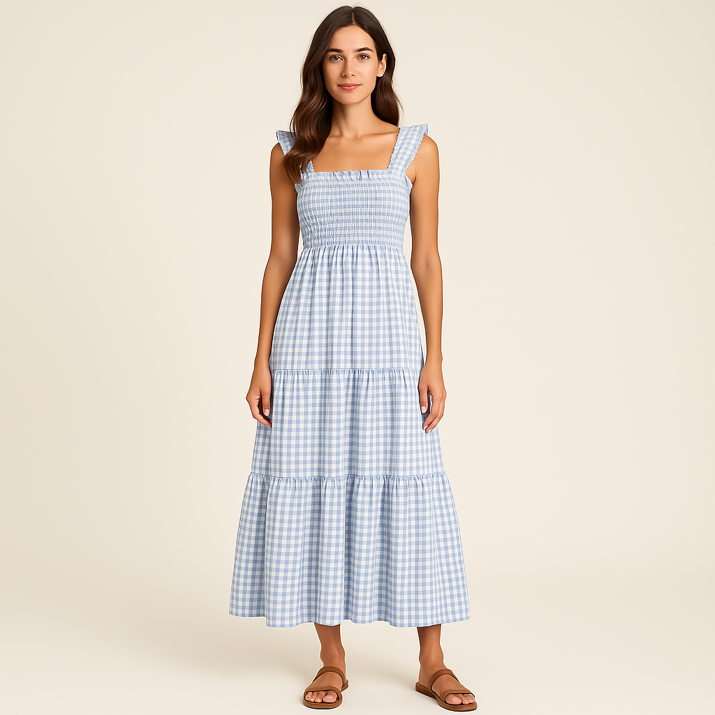 Lyse Paris  – Robe Maxi Vichy Élégante