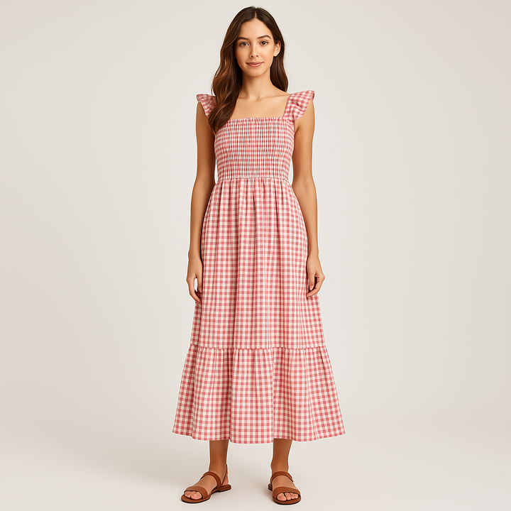 Lyse Paris  – Robe Maxi Vichy Élégante