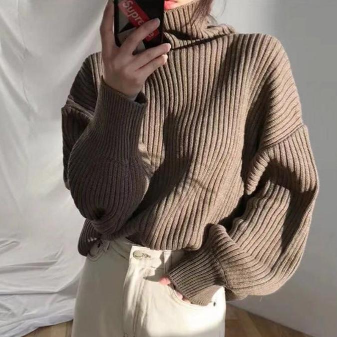 Ivano Milano™ | Pullover di lusso con colletto alto e maniche a palloncino